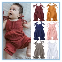 summer baby fashionable jumpsuit cotton and linen cute baby girls romper lace foot crawling clothes