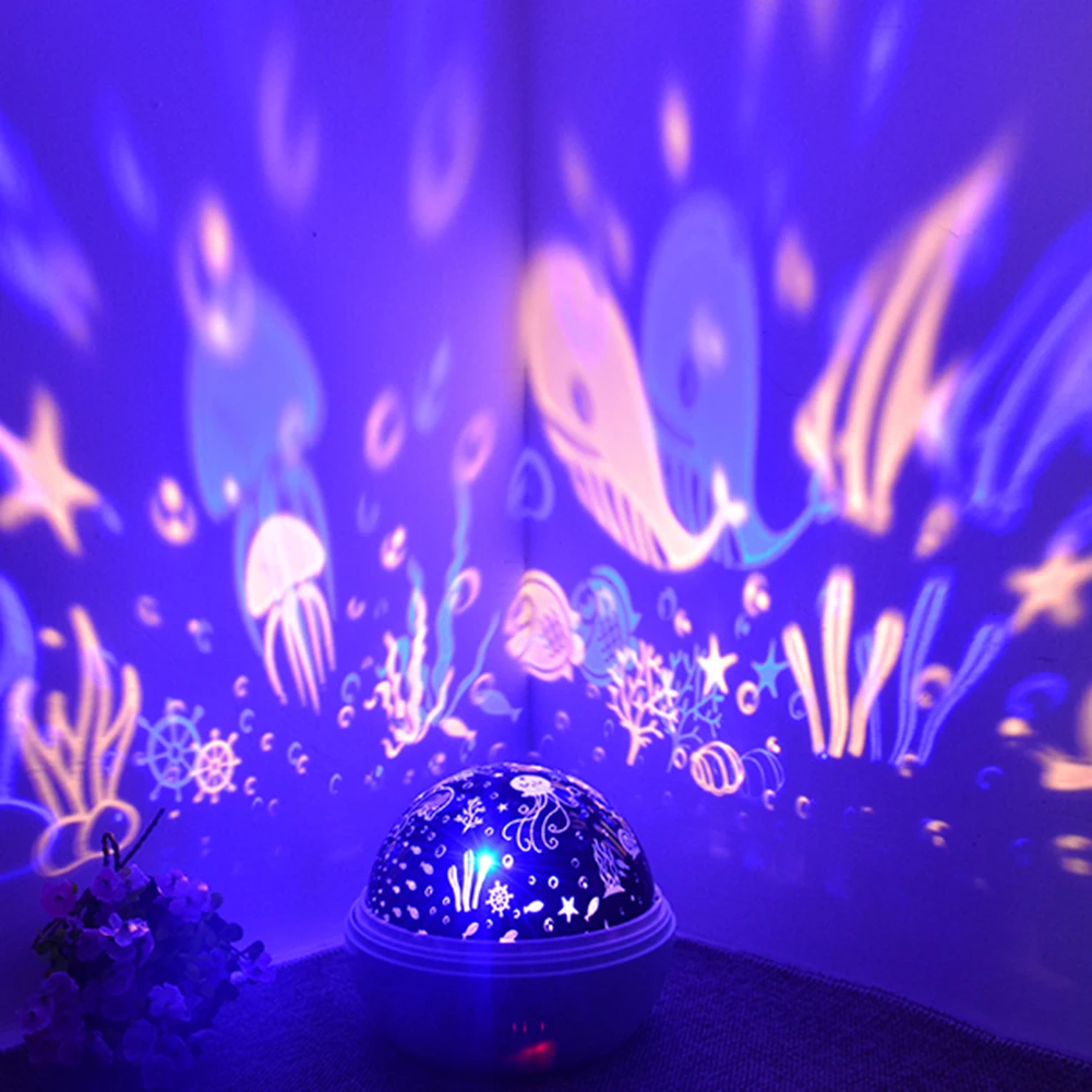 

Small Ball Starry Sky Projection Lamp Rotating USB Night Light 360 Rotating Switchable Mode Color Ocean Projection Lamp