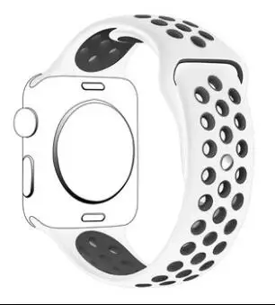 Ремешок для apple watch 42 мм 38 мм 40 мм 44 мм резиновый спортивный ремешок для iwatch 4 3 2 1 серия 5 - Цвет ремешка: white black