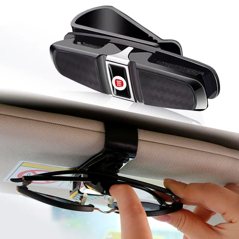 

1Pcs Sunglasses Card Holder Car Storage Spectacle Frame For Fiat Panda 500 500x 500l TIPO PUNTO uno stilo grande 2021 logo
