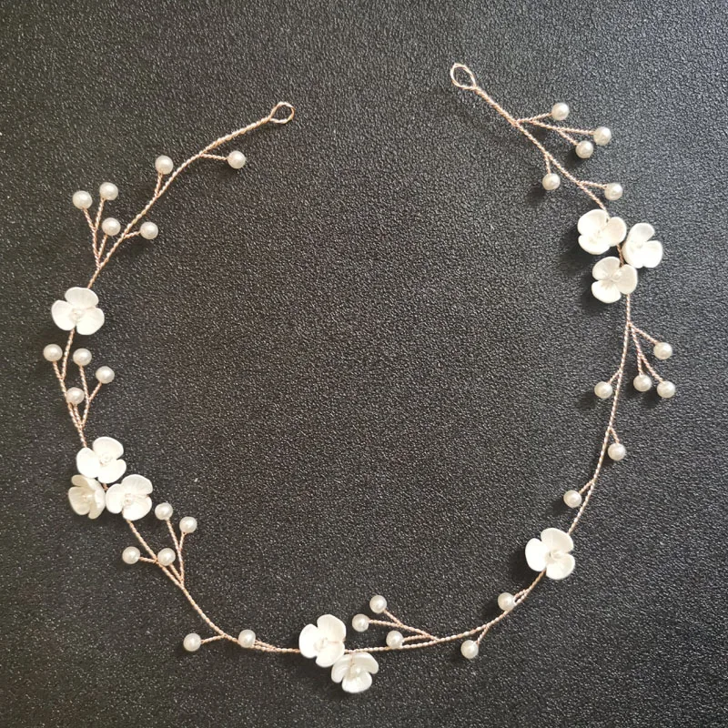 Женский ободок для волос SLBRIDAL Свадебный ручной работы с кристаллами и цветами