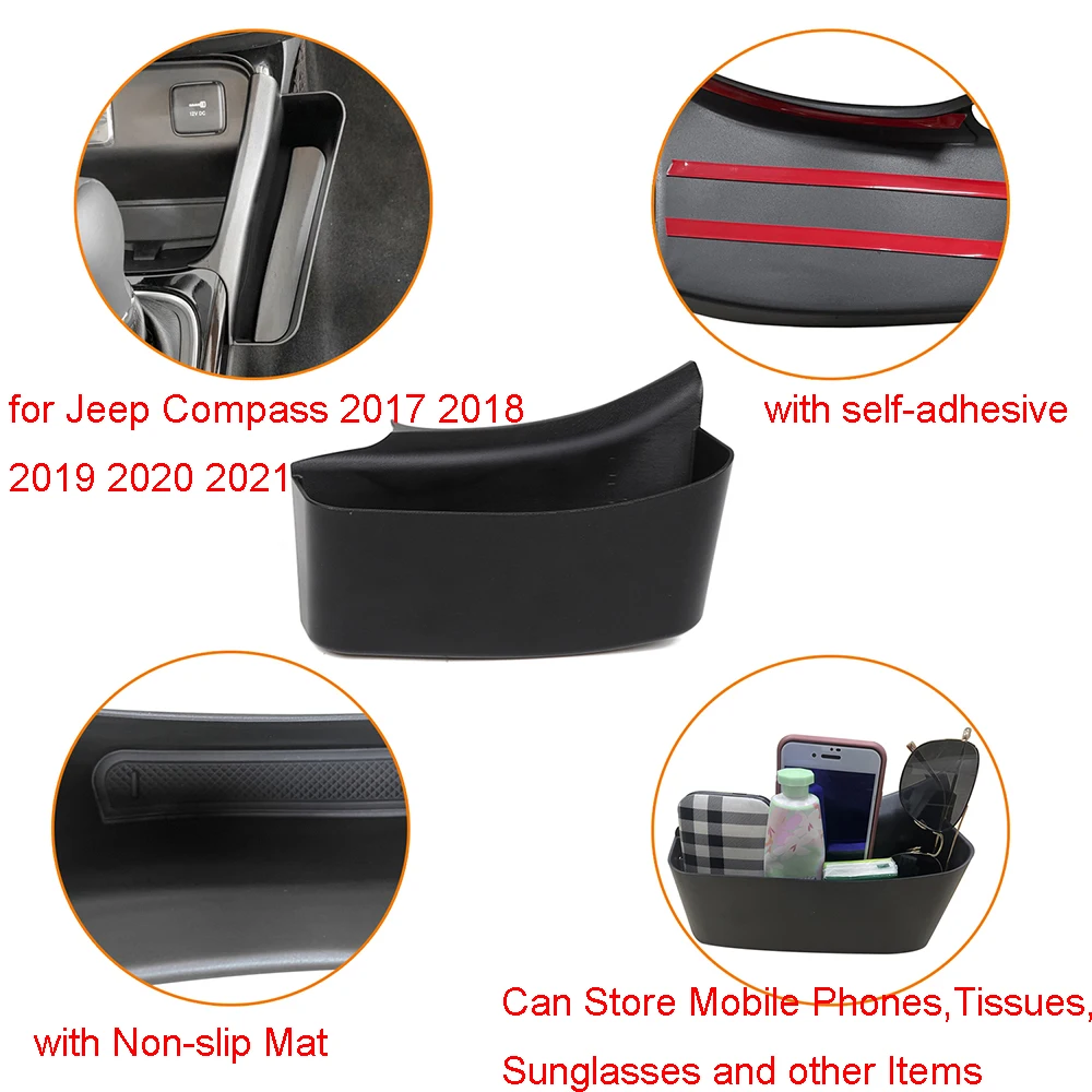 Цена Для Jeep Compass 2017 2018 2019 2020 2021 Автомобильная панель переключения передач боковой/подлокотник коробка для хранения Органайзер лоток автомобильн...