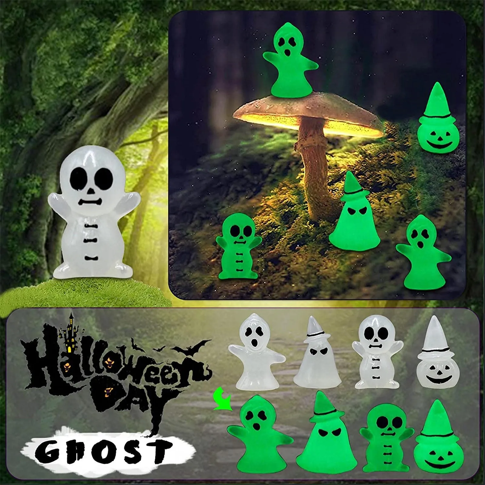 4/8 шт. светящиеся украшения на Хэллоуин призраки скелеты тыква вечеринка призрак