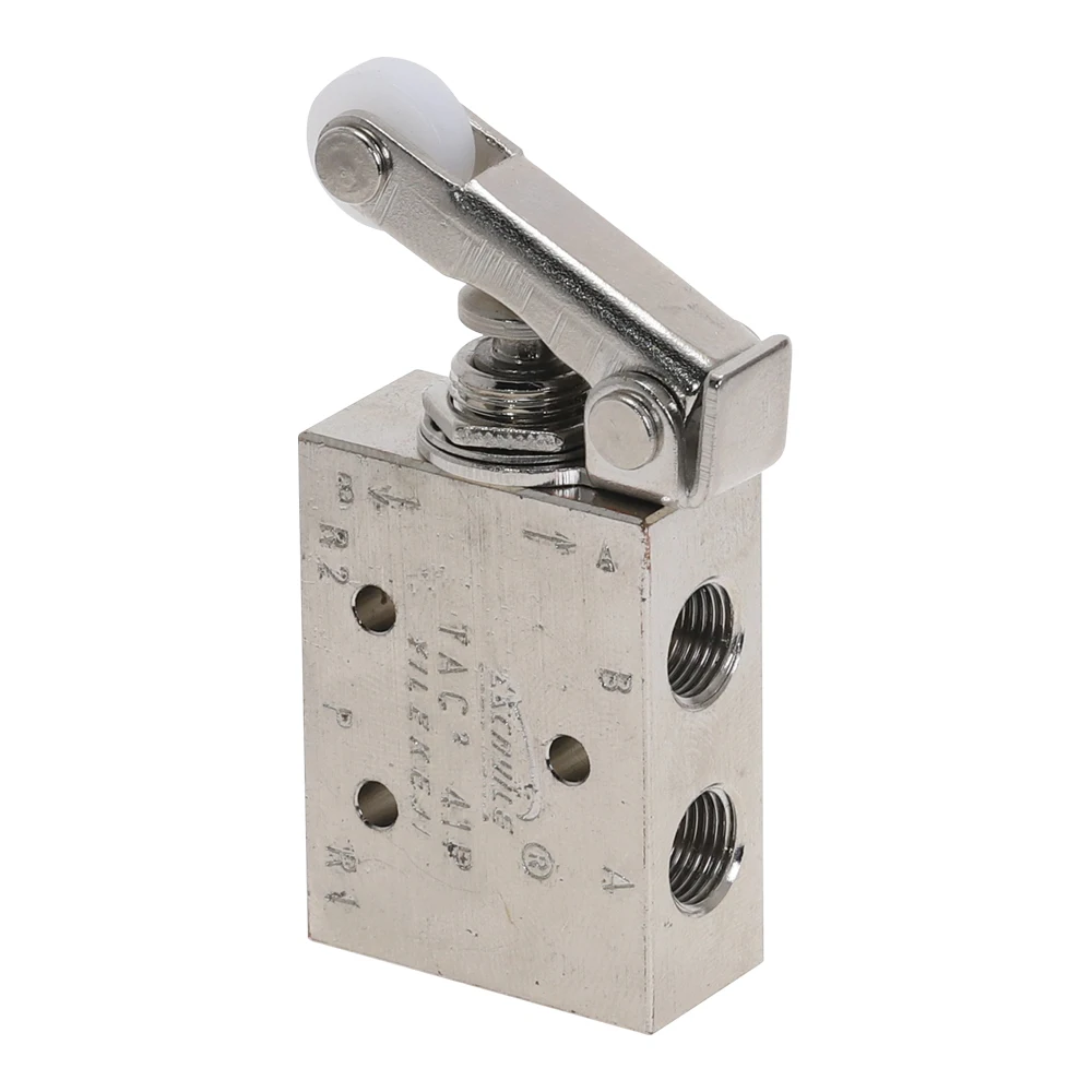 TAC2-41P Exhaust Mechanical Valve 2 Position 5 Way Roller Lever Pneumatic Air Switch 1/8" Female Thread with Fittings | Обустройство