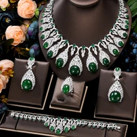 godki 11 original version 4pcs dubai bridal zirconia necklace earring sets for women wedding party cz crystal jewelry sets