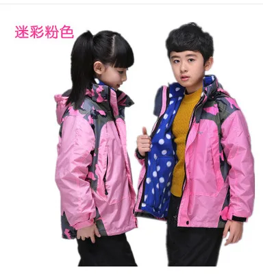 Уличный Детский Большой девичий дождевик куртка флисовый комплект из двух