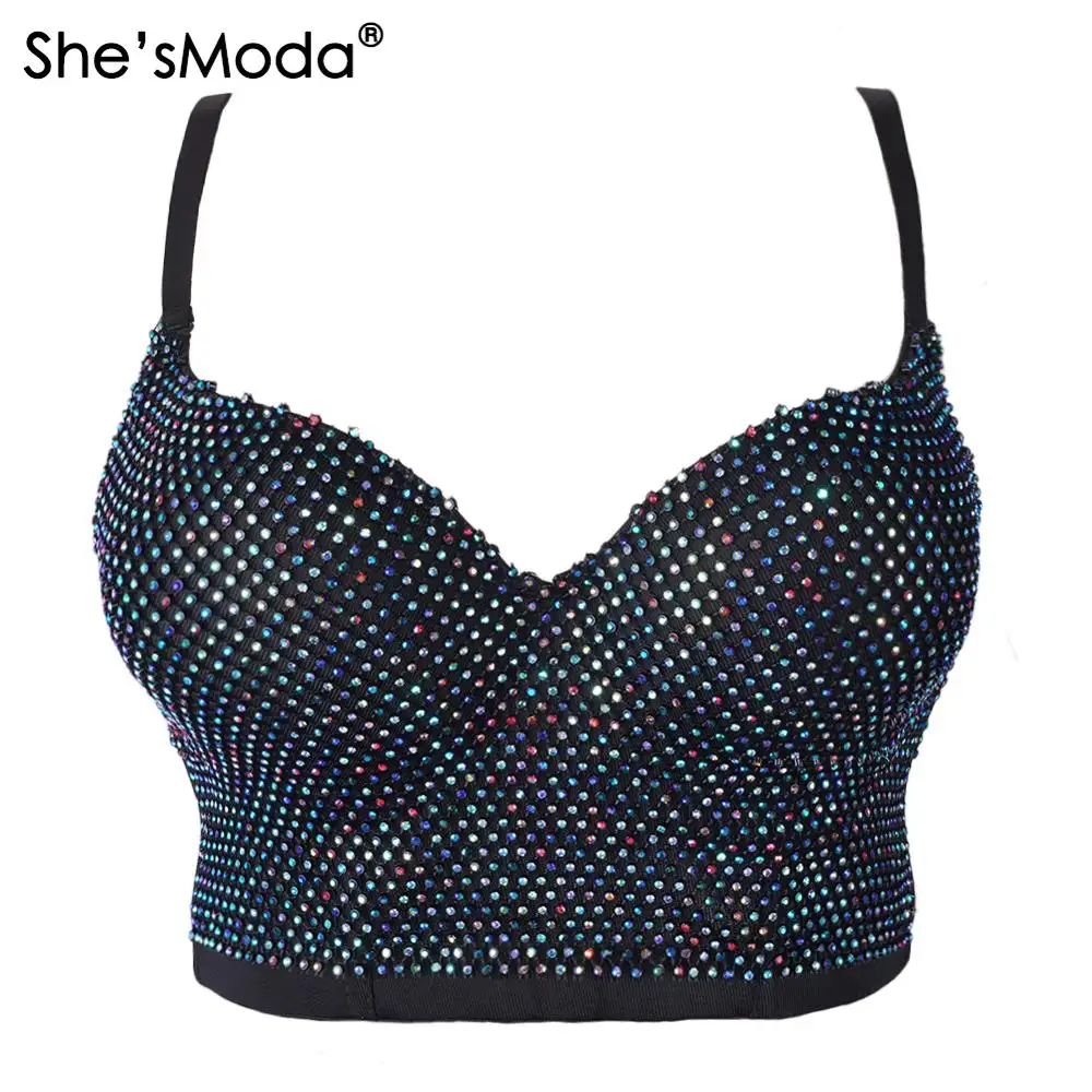 Женское Бюстье с бриллиантами She'sModa сетчатый бюстгальтер укороченный топ для