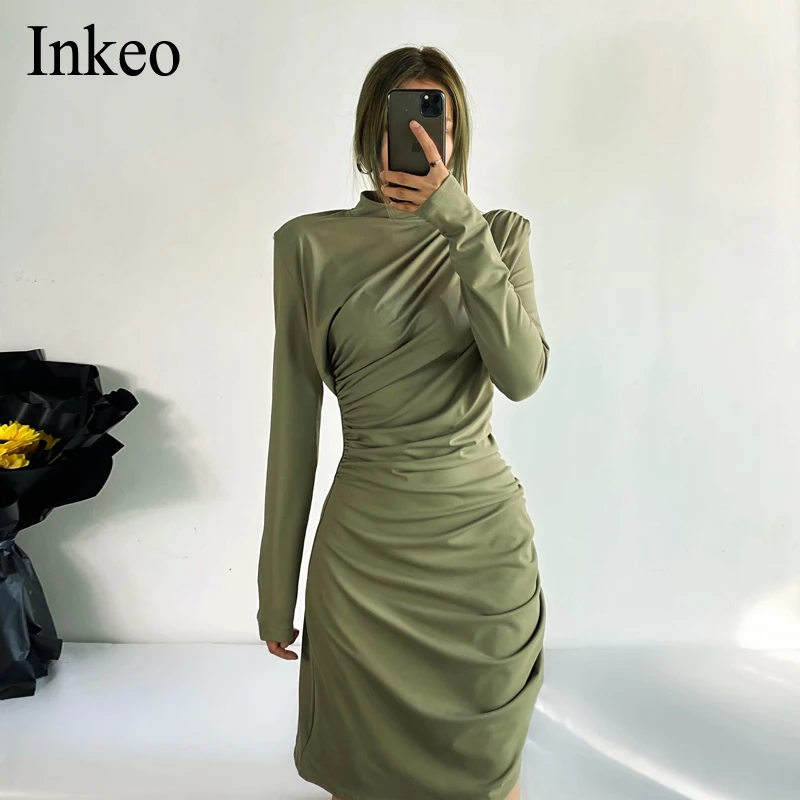 

Модные женские туфли; С рюшами; Платье облегающее новая осенняя одежда со свободными рукавами, Женский футляр с высоким воротником неправил...