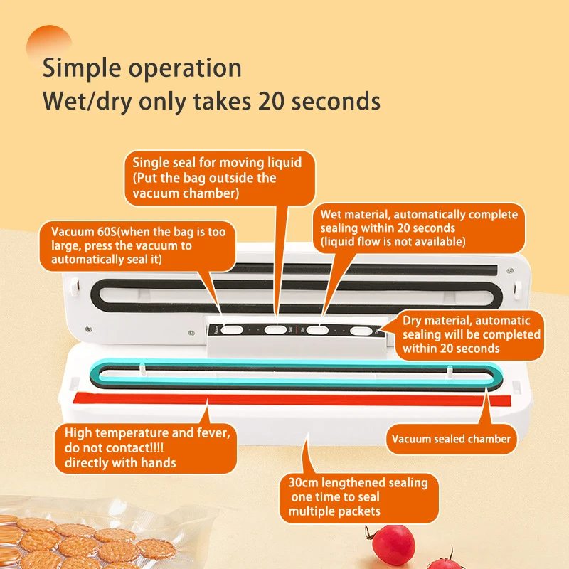 Вакуумный упаковщик пищевых продуктов 220 В/110 В 10 пакетов в комплекте | Бытовая