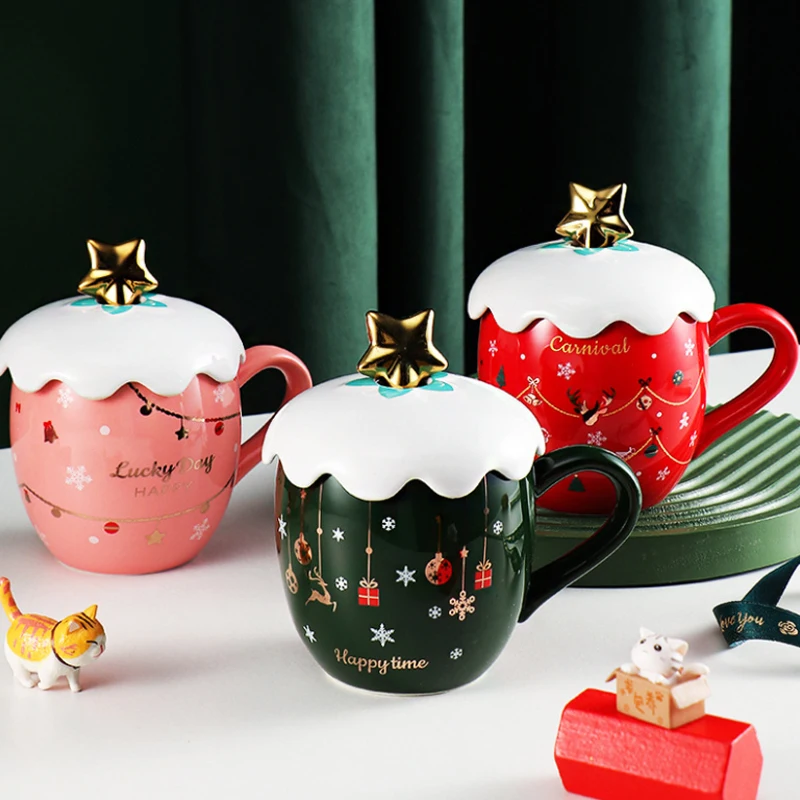 

Cute Gift Cups For Christmas Lovers New Year’s New Coffee Cups Ceramic Milk Mugs Christmas Drinking Cups