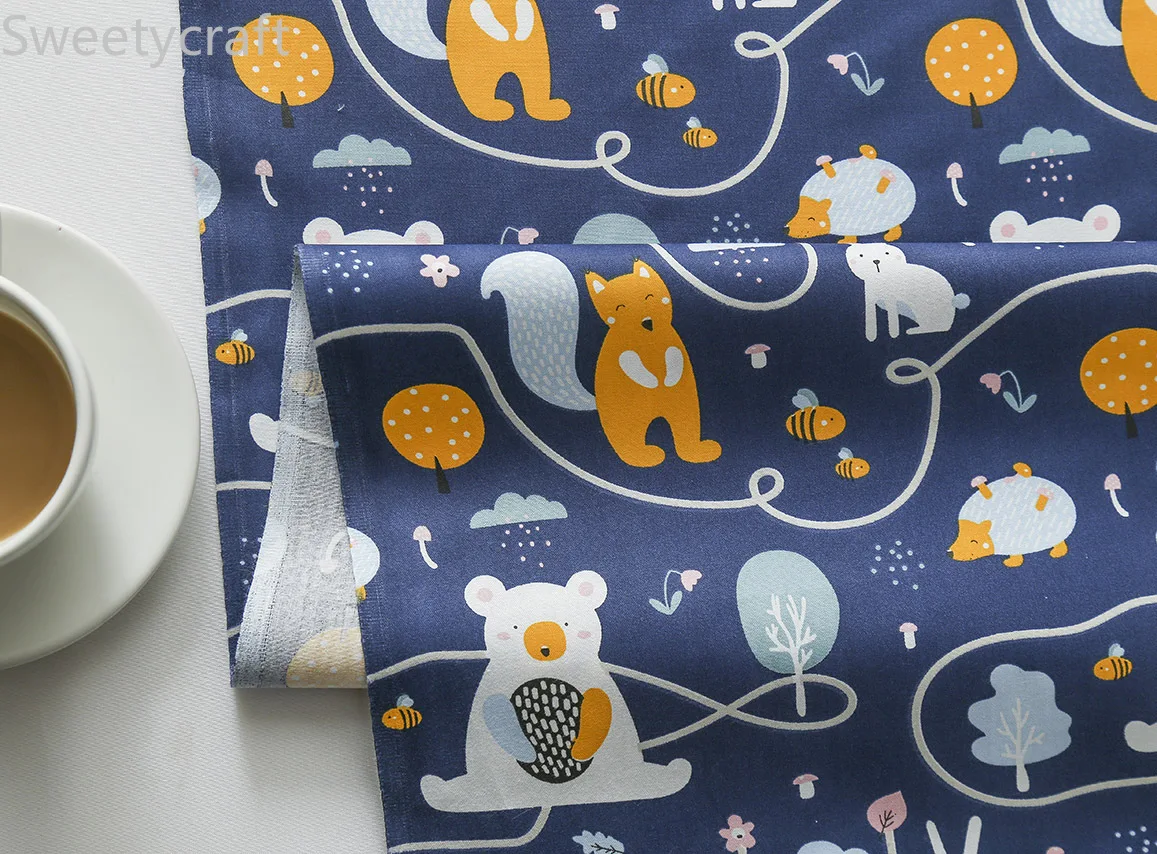 Хлопковая ткань с принтом лисы 160 см x 10 м лоскутное шитье Algodon домашний текстиль