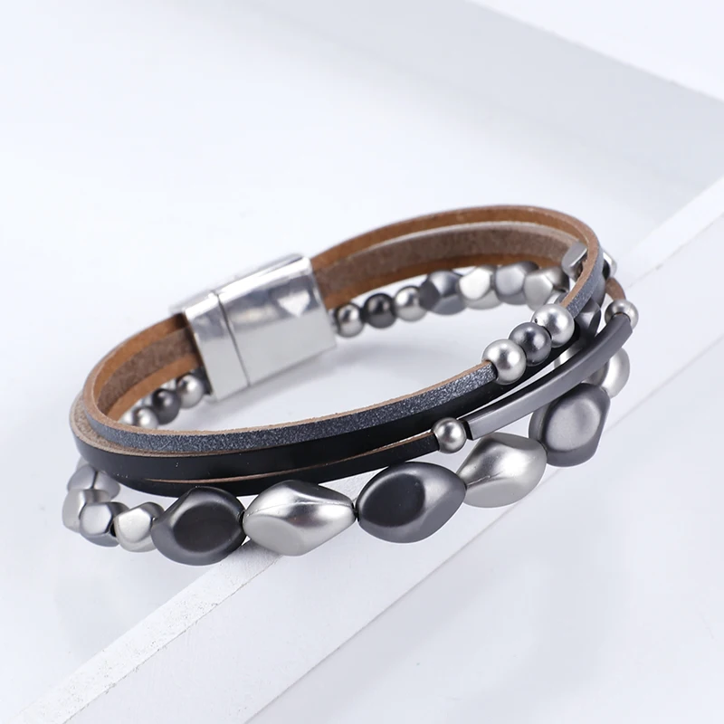 ALLYES Bohemian Multilayer Beaded Leather Bracelets for Women Femme & Bangles Boho Beads Wrap Bracelet Fashion Jewelry | Украшения и