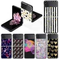 fashion heart hot sale case for samsung galaxy z flip flip3 5g black hard pc phone coque 6 7 inche split folding zflip 3 shell