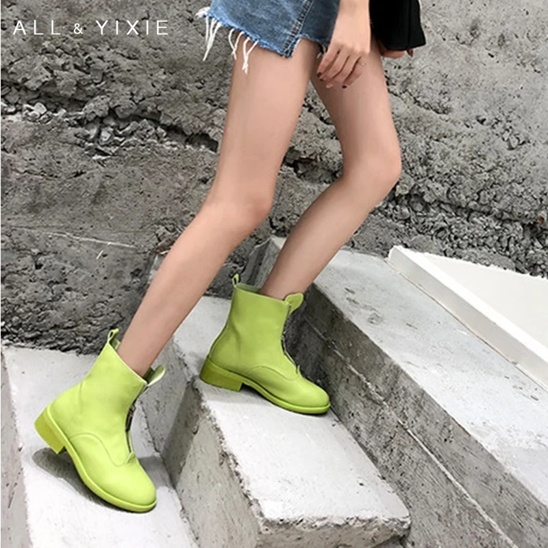 2019 Winter New Contracted Tide Girl Women Boots Fashion White Zipper Martin England Short Thick | Обувь