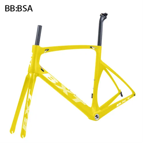 BXT full yellow Китайский дешевый гоночный дорожный каркас BXT карбоновый дорожный велосипедный держатель для телефона 700c велосипед карбоновая велосипедная Рама V-Brake - Цвет: BXT full yellow