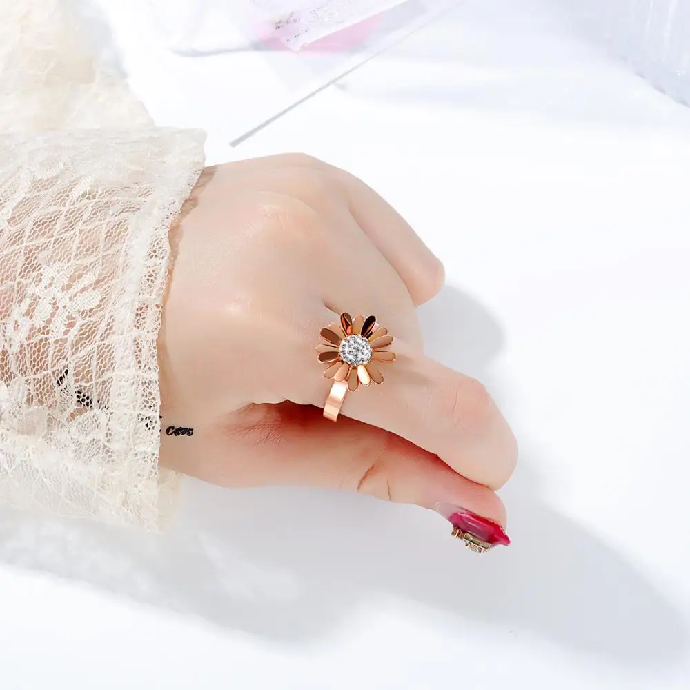 Женские кольца из нержавеющей стали розовое золото роскошные женские с большим