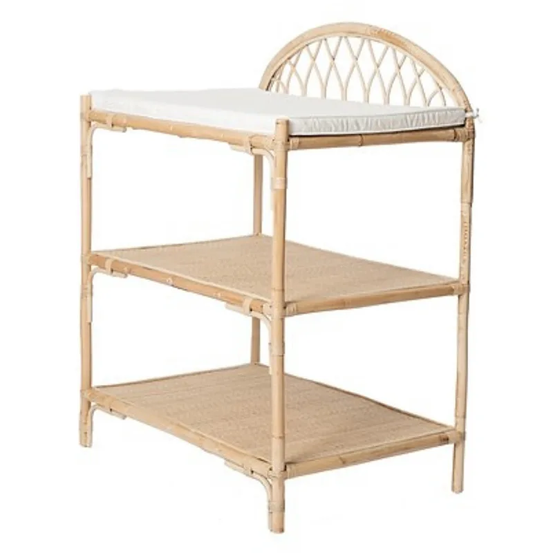 

Northern Europe Rattan Woven Three-layer Shelf Bedroom Simple Movable Japanese Storage Rack Shelf Organizer