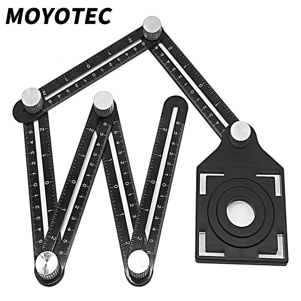 

Угломер MOYOTEC, транспортир, регулируемая 6-сторонняя линейка, локатор отверстий для пола, плитки, стекло, деревообработка, универсальный перф...