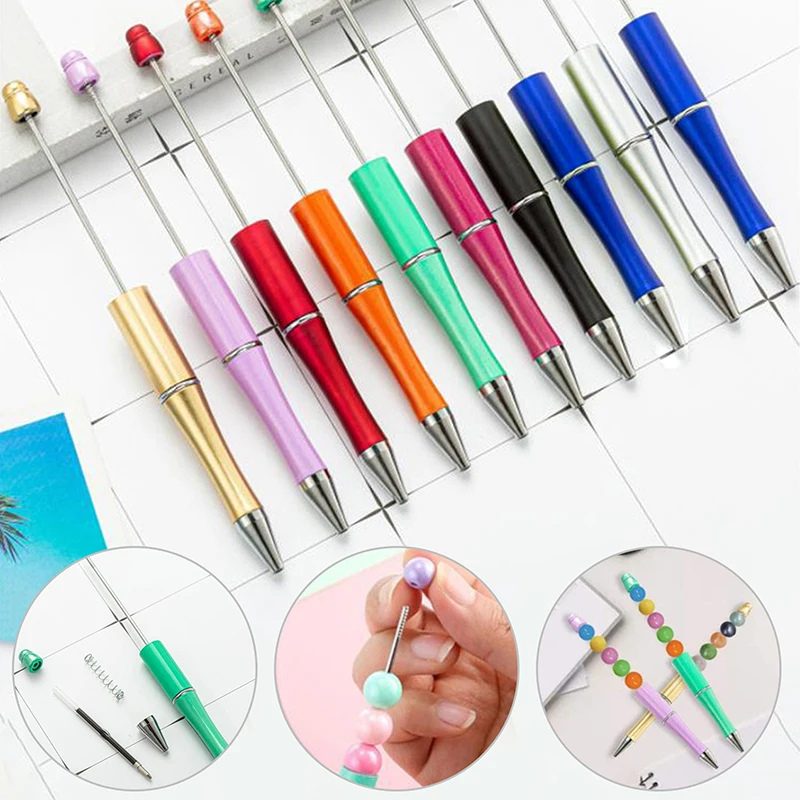 

1 шт. Beadable пластиковая шариковая ручка Выдвижной Инструмент для письма DIY ремесло бисера ручка школьные офисные принадлежности