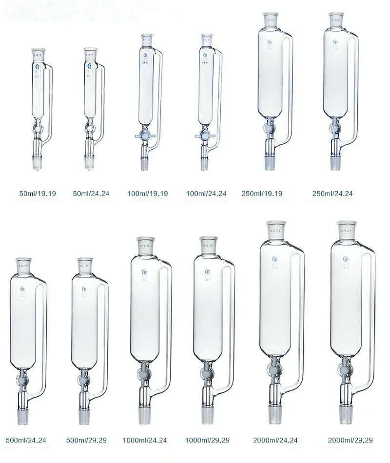 

1pcs 25ml to 1000ml Constant Pressure Separating Funnel with PTFE Piston,Drop Funnel for laboratory Extraction experiments