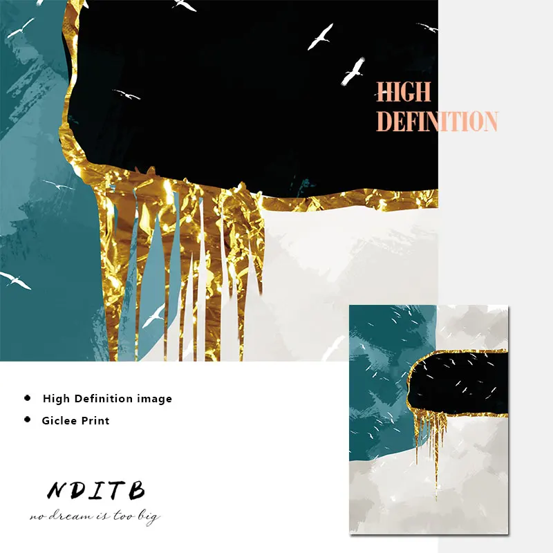 Абстрактная форма золотой лист живопись минималистичный холст художественный