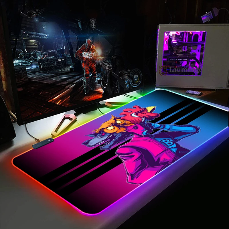 

DIY-Hotline Miami Custom Large LED RGB Gaming Mousepad XL Gamer Mat Mouse Pad Keyboard Desk Table Mat for gaming accessories