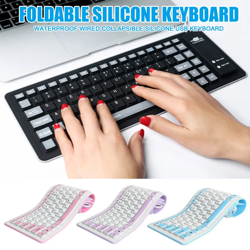 

New Foldable Silicone USB Wired Silicon Flexible Soft Waterproof Roll Up Silica Gel Gamer Keyboard for PC Laptop Notebook