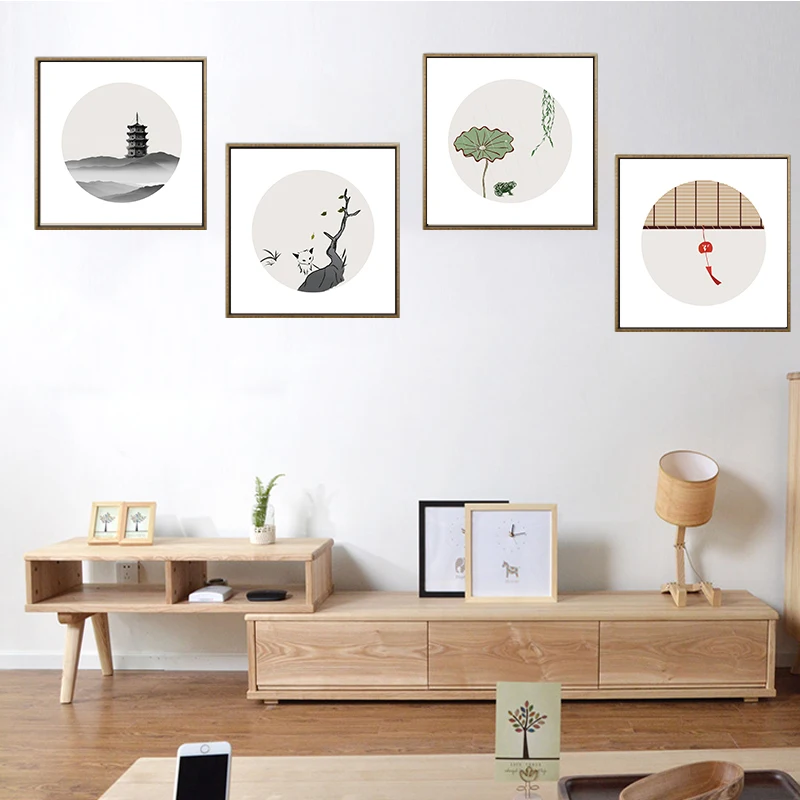 Новый абстрактный холст лотоса в китайском стиле постер с золотой фольгой 3D