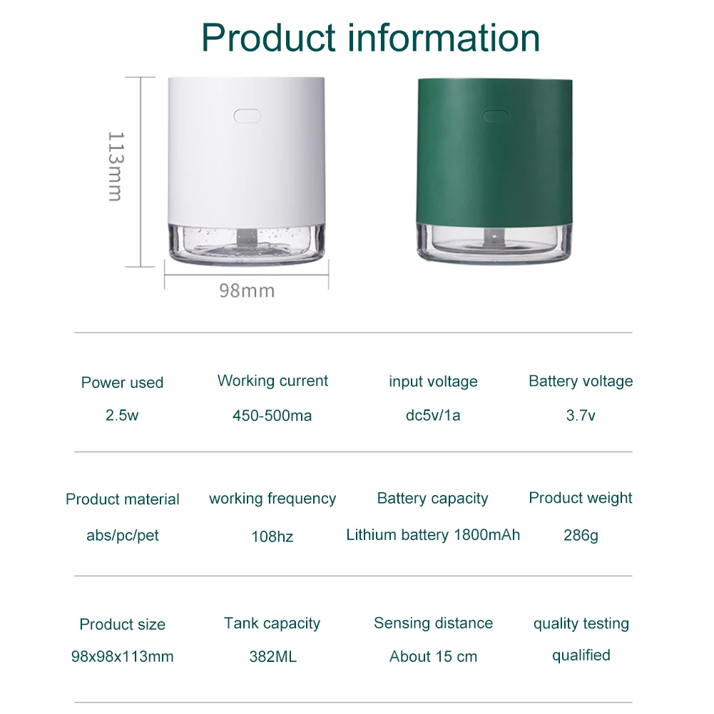 

Newest Home Intelligent Induction Spray Dispenser Sterilizer Automatic Soap Dispenser Portable Alcohol Disinfection Sprayer
