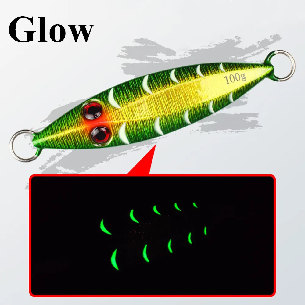 CASTFUN рыболовная приманка медленный джиг светящаяся для джиггинга рыба искусственная металлический 1 шт. 100 г