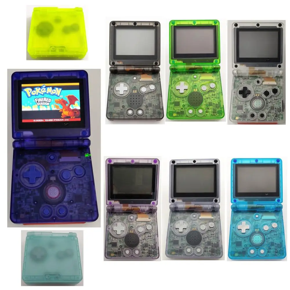 Прозрачные цвета восстановленные для GameBoy Advance SP GBA консоли iPS V2 подсветка экрана