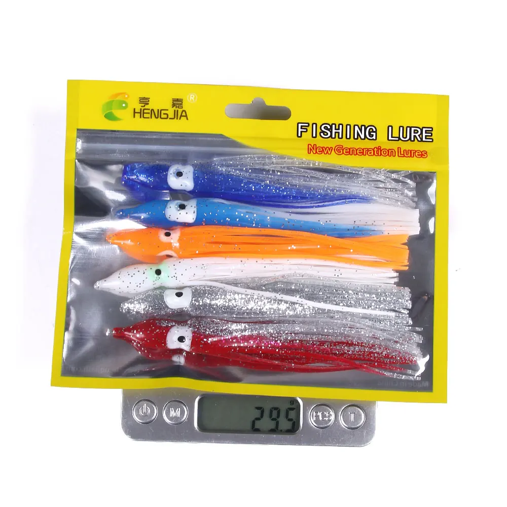 HENGJIA 6 шт. смешанный цвет рыболовная мягкая приманка кальмар 12см Jig приманка осьминога приманка нитей для морского воблера.