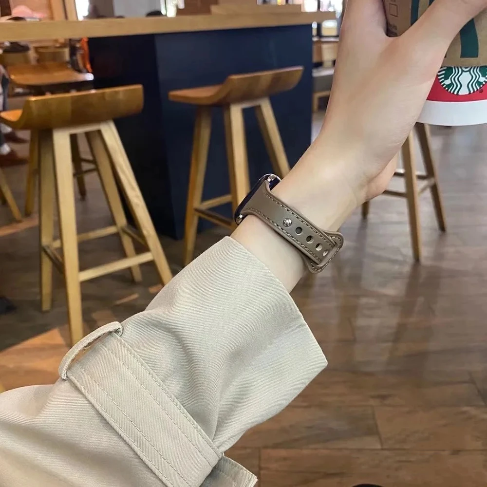 High quality Leather loop for iWatch 40mm 44mm Sports Strap Single Tour band for Apple watch band 42mm 38mm Series 1 2 3 4 5 6 s