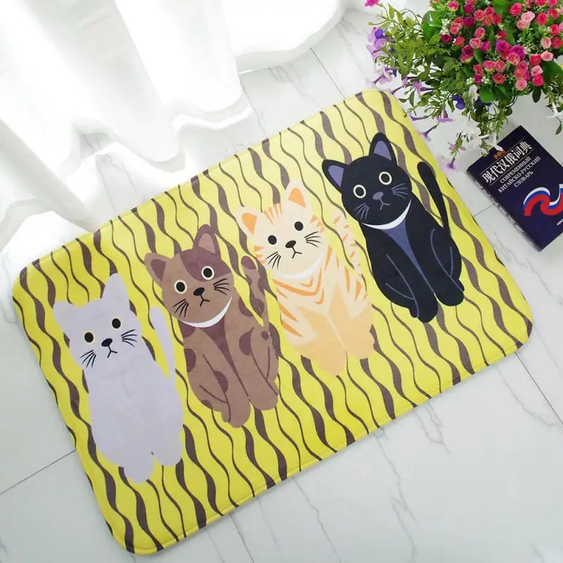 Кошачья семейная дверь кухни коврик для ванной фланелевый водопоглощающий