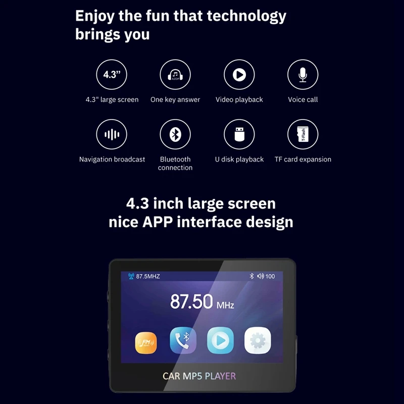 Автомобильный mp5-плеер Bluetooth 5 0 FM-передатчик поддержка TF U Disk музыкальный плеер
