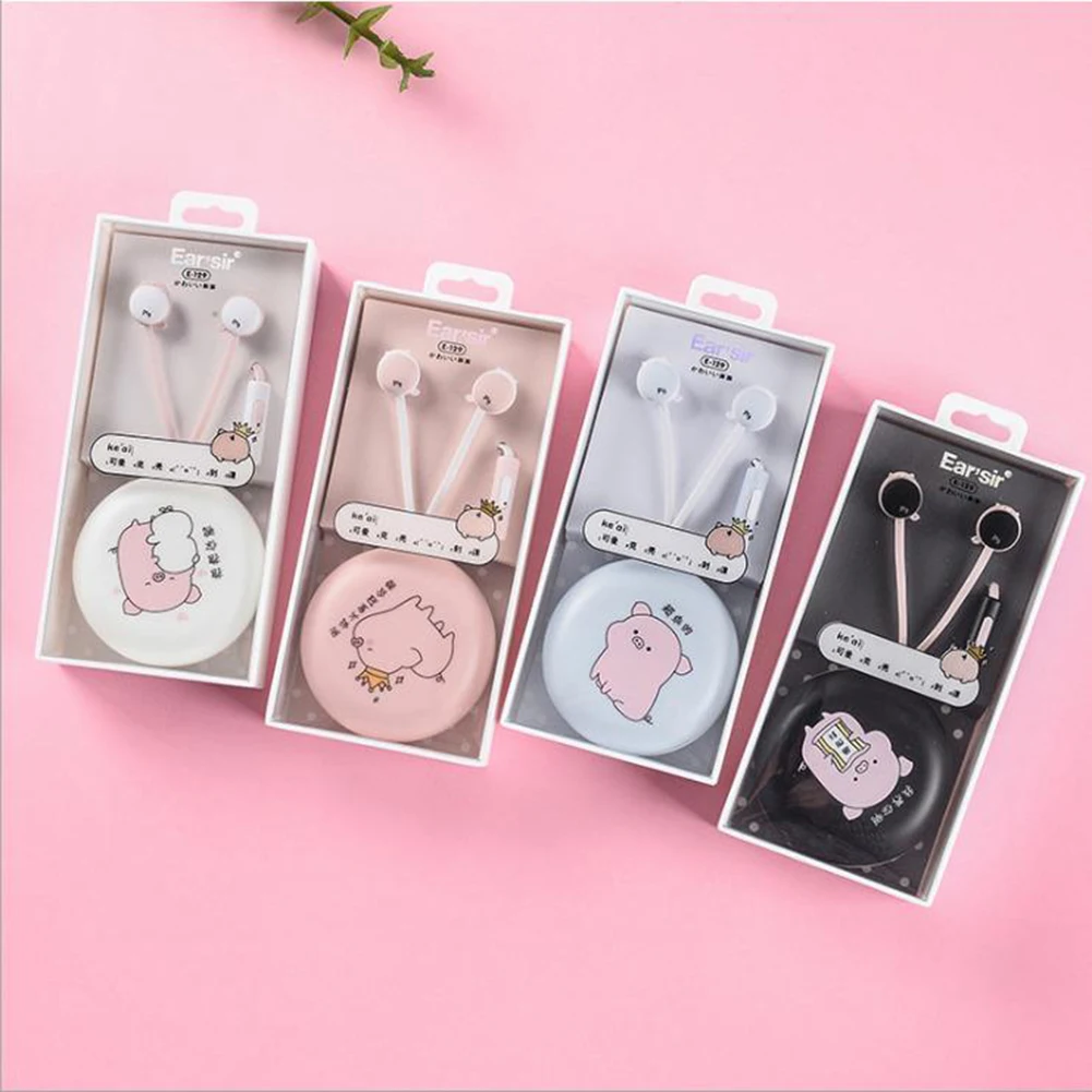 Cartoon cute in-ear earphones portable storage box packaging wire control can call student youth boutique music earplug earphone |
