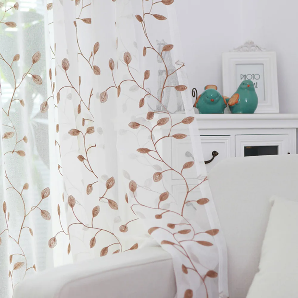 

Embroidered Sheer Curtains For Living Room Tulle Curtain for Bedroom Window Kitchen Screening Voile Curtains Drapes Customed