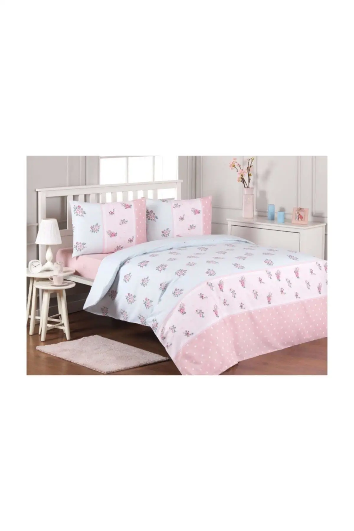 

Домашний текстиль Modaletto розовый цветочный двойной индивидуальный комплект пододеяльников