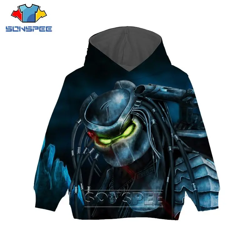 

SONSPEE Video Game 3D Printing Hoodie Children's Hoodie The Predator Samurai Horror Pattern Hoodie Harajuku Hot Blood Boy Girl