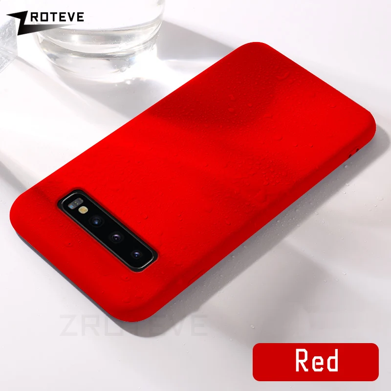 Красный ZROTEVE Жидкая силиконовая крышка для samsung Galaxy S10 S9 S8 Plus Note 10 9 8 чехол КРЫШКА ДЛЯ Smausng A10 A20 A30 A40 A50 A70 чехол s - Цвет: Красный