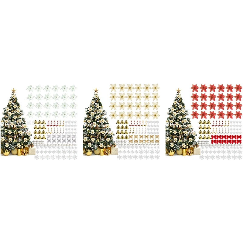 

Набор золотых украшений для рождественской елки, включая рождественские Сияющие подвесные колокольчики для рождественских венков, 120 шт.