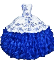 bm blue embroidery quinceanera dresses ball gown bead sweet 16 dress back prom party gown debutante vestidos de 15 anos bm333