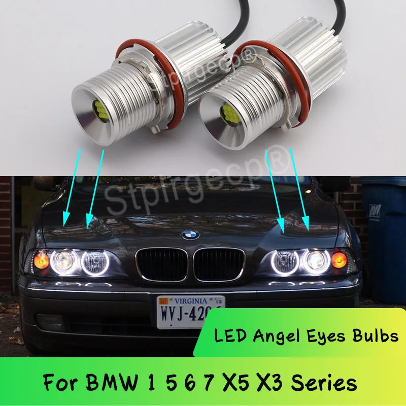 

90W LED Headlight Angel eyes bulb Lamps For BMW 1 5 6 7 X3 X5 Series E60 M5 E61 E63 E64 M6 E65 E66 E83 E53 E87 E39 530xi 650Ci