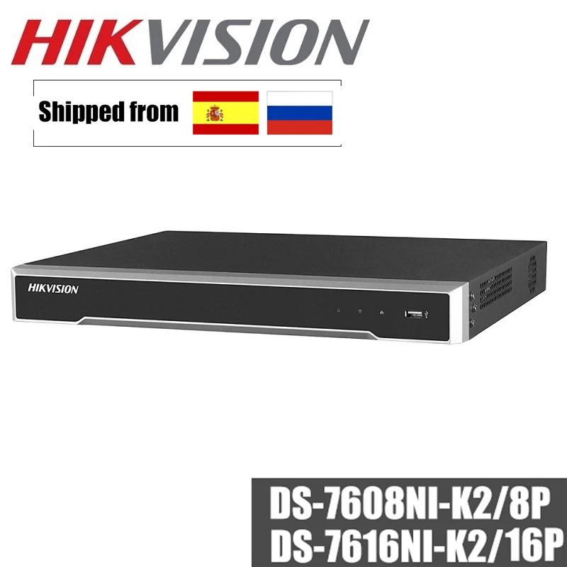 4K Hikvision DS-7608NI-K2/8 P DS-7616NI-K2/16 P английская версия 8/16POE порты NVR с 2 портами SATA plug& play NVR H.265