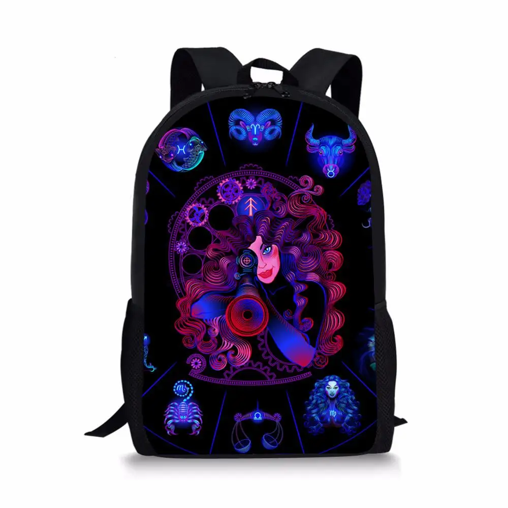 Fashion Children Backpack Picture 12 Constellations Pattern School Book Bags Cartoon Gothic Design Teenagers School Bag