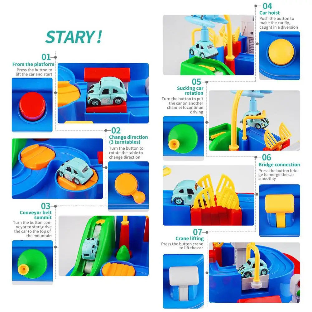 Игрушечный трек с ручным приключением железная дорога автомобиль Раш через