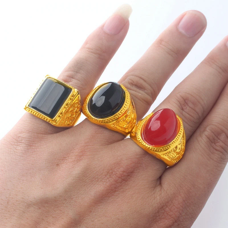 Finger-Ring Male Jewelry jewelry 24k gold color trendy men's Ring travel party women wedding Rings accessories Luxury adjustable |