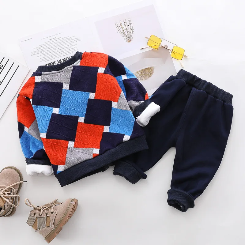 0-4 years winter boy girl clothing set 2019 new casual warm thicken kid suit children baby coat+hoodies+pant 3pcs | Детская одежда и