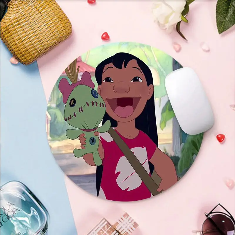 

My Favorite Disey Lilo & Stitch Lilo Laptop Computer round desk pads Mousepad gaming Mousepad Rug For PC Laptop Notebook