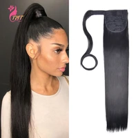 22 inch long synthetic straight ponytail hair extension heat resistant drawstring pony tail for women natural headwear